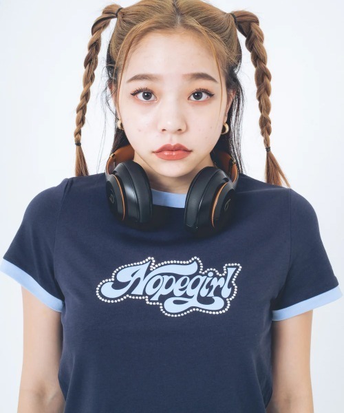 Nope Girl（ノープガール）の「Nope girl Sporty ringer t-shirt（Tシャツ/カットソー・レディース・ブラック/ホワイト・フリー）」の18枚目の写真