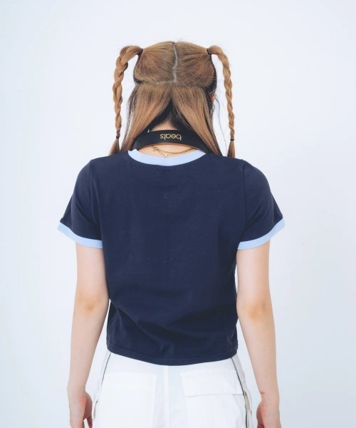 Nope Girl（ノープガール）の「Nope girl Sporty ringer t-shirt（Tシャツ/カットソー・レディース・ブラック/ホワイト・フリー）」の19枚目の写真