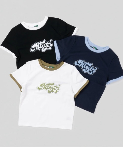 Nope Girl（ノープガール）の「Nope girl Sporty ringer t-shirt（Tシャツ/カットソー・レディース・ブラック/ホワイト・フリー）」の4枚目の写真