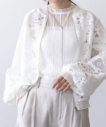 Three Four Time（スリーフォータイム）の「リブストライプレースブルゾン（ブルゾン）」