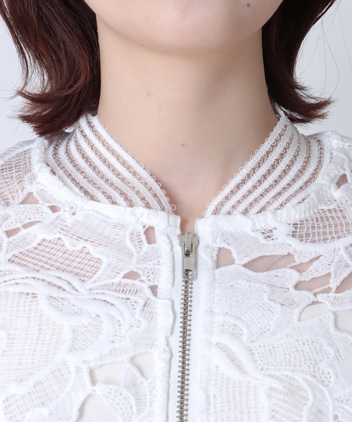 Three Four Time（ｽﾘｰﾌｫｰﾀｲﾑ）の「リブストライプレースブルゾン（ブルゾン・レディース・ブラック/アイボリー・FREE）」の15枚目の写真