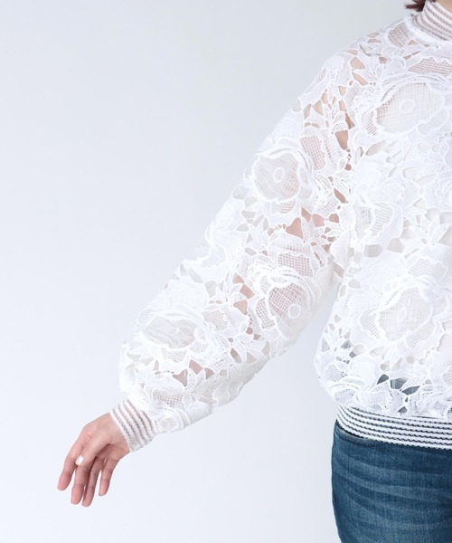 Three Four Time（ｽﾘｰﾌｫｰﾀｲﾑ）の「リブストライプレースブルゾン（ブルゾン・レディース・ブラック/アイボリー・FREE）」の16枚目の写真