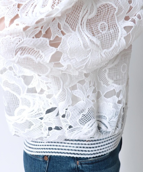 Three Four Time（ｽﾘｰﾌｫｰﾀｲﾑ）の「リブストライプレースブルゾン（ブルゾン・レディース・ブラック/アイボリー・FREE）」の17枚目の写真