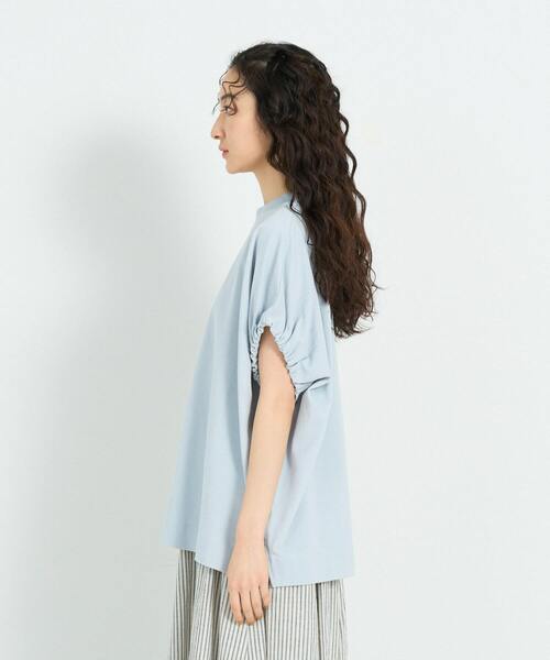 conges payes ADIEU TRISTESSE(コンジェ ペイエ アデュートリステス)の「ボリュームスリーブカノコブラウス(Tシャツ/カットソー・レディース・ストライプ/ライトグレー/グリーン・FREE)」の8枚目の写真