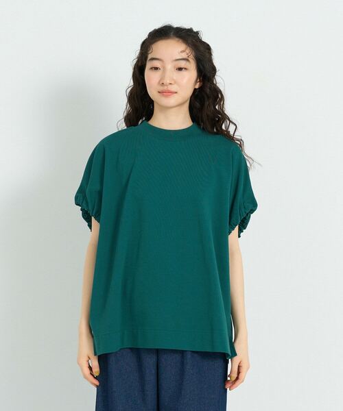conges payes ADIEU TRISTESSE(コンジェ ペイエ アデュートリステス)の「ボリュームスリーブカノコブラウス(Tシャツ/カットソー・レディース・ストライプ/ライトグレー/グリーン・FREE)」の13枚目の写真