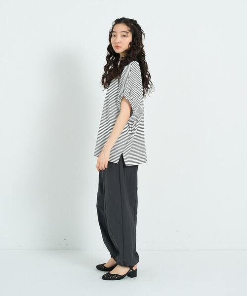 conges payes ADIEU TRISTESSE(コンジェ ペイエ アデュートリステス)の「ボリュームスリーブカノコブラウス(Tシャツ/カットソー・レディース・ストライプ/ライトグレー/グリーン・FREE)」の17枚目の写真