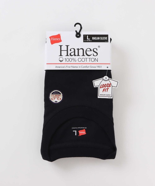 HANES（ヘインズ）の「HANES(ヘインズ)ラグランスリーブTシャツ（Tシャツ/カットソー・メンズ・ホワイト/ブラック・L/XL/M）」の2枚目の写真