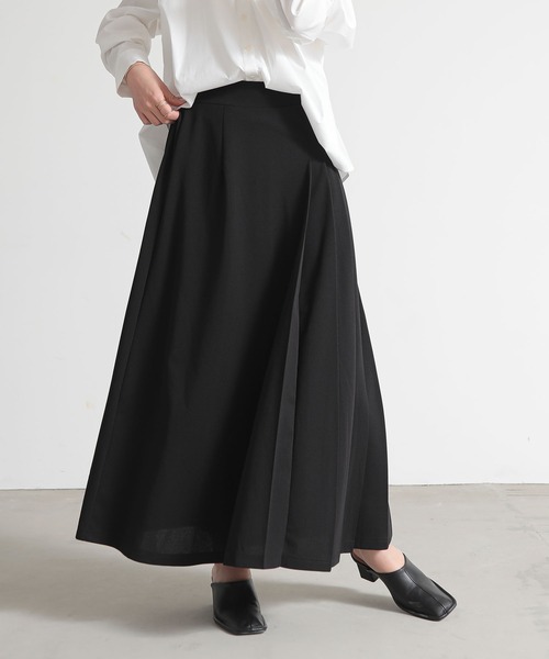 and it_（アンドイット）の「ジョーゼットサイドプリーツロングスカート（スカート・レディース・ブラック/オフホワイト/ピンク・M）」の5枚目の写真
