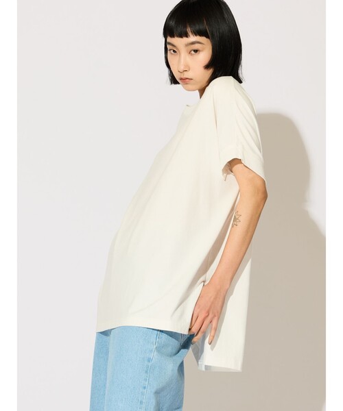 MIDIUMISOLID（ミディウミソリッド）の「MIDIUMISOLID for Ladies C/ネックワイドプルオーバー（Tシャツ/カットソー・レディース・ブラック/オフホワイト/グリーン・FREE）」の21枚目の写真