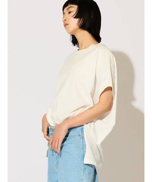 MIDIUMISOLID（ミディウミソリッド）の「MIDIUMISOLID for Ladies C/ネックワイドプルオーバー（Tシャツ/カットソー・レディース・ブラック/オフホワイト/グリーン・FREE）」の16枚目の写真