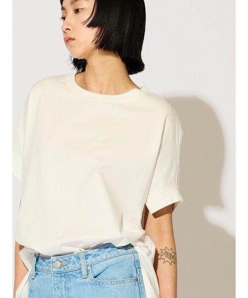 MIDIUMISOLID（ミディウミソリッド）の「MIDIUMISOLID for Ladies C/ネックワイドプルオーバー（Tシャツ/カットソー・レディース・ブラック/オフホワイト/グリーン・FREE）」の5枚目の写真