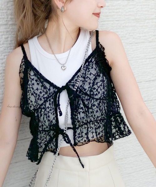 セール】コーディネートに鮮度を加える。フラワー刺繍チュールリボン