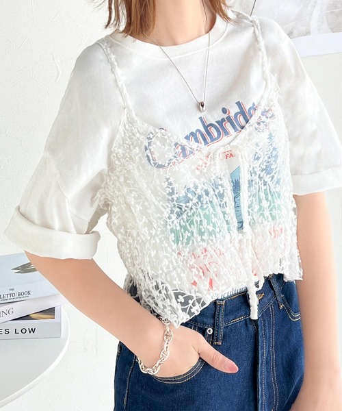 セール】コーディネートに鮮度を加える。フラワー刺繍チュールリボン