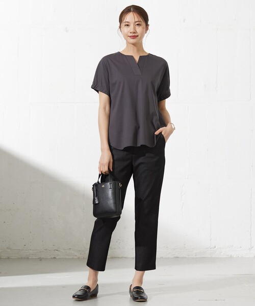 J.PRESS（ジェイプレス）の「【接触冷感】プレーティングジャージー フレンチスリーブ カットソー（Tシャツ/カットソー・レディース・ライトグレー系/グレー系/ネイビー系/ワイン系/ターコイズブルー系・T13）」の10枚目の写真