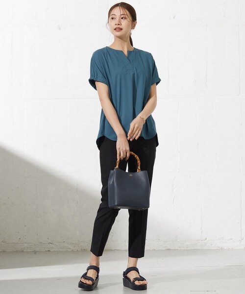 J.PRESS（ジェイプレス）の「【接触冷感】プレーティングジャージー フレンチスリーブ カットソー（Tシャツ/カットソー・レディース・ライトグレー系/グレー系/ネイビー系/ワイン系/ターコイズブルー系・T13）」の13枚目の写真