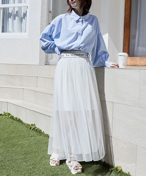 MAJESTIC LEGON(マジェスティックレゴン)の「ウエストロゴチュールスカート(スカート・レディース・ホワイト系その他/ブラック/オフホワイト・SMALL/MEDIUM)」の9枚目の写真