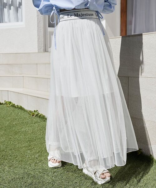 MAJESTIC LEGON(マジェスティックレゴン)の「ウエストロゴチュールスカート(スカート・レディース・ホワイト系その他/ブラック/オフホワイト・SMALL/MEDIUM)」の12枚目の写真