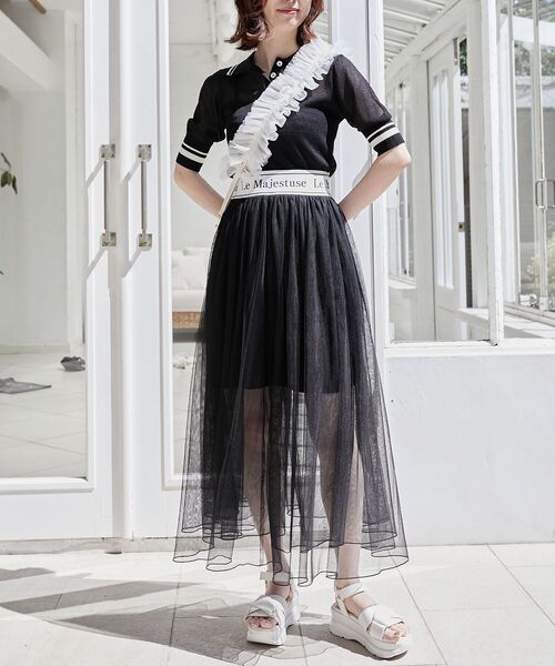 MAJESTIC LEGON(マジェスティックレゴン)の「ウエストロゴチュールスカート(スカート・レディース・ホワイト系その他/ブラック/オフホワイト・SMALL/MEDIUM)」の15枚目の写真
