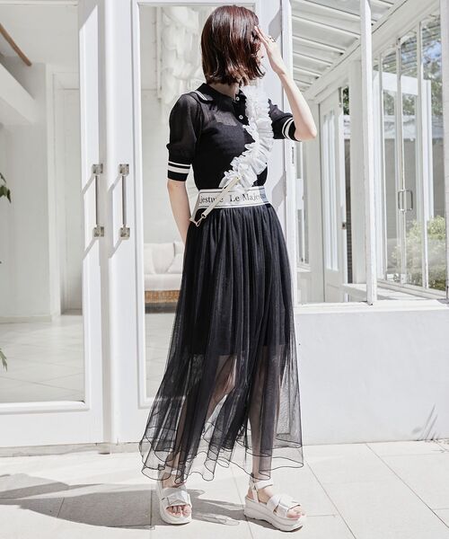 MAJESTIC LEGON(マジェスティックレゴン)の「ウエストロゴチュールスカート(スカート・レディース・ホワイト系その他/ブラック/オフホワイト・SMALL/MEDIUM)」の17枚目の写真