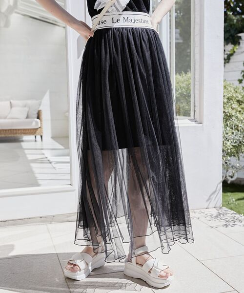 MAJESTIC LEGON(マジェスティックレゴン)の「ウエストロゴチュールスカート(スカート・レディース・ホワイト系その他/ブラック/オフホワイト・SMALL/MEDIUM)」の19枚目の写真