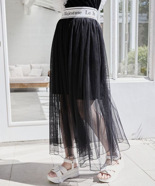 MAJESTIC LEGON(マジェスティックレゴン)の「ウエストロゴチュールスカート(スカート・レディース・ホワイト系その他/ブラック/オフホワイト・SMALL/MEDIUM)」の20枚目の写真