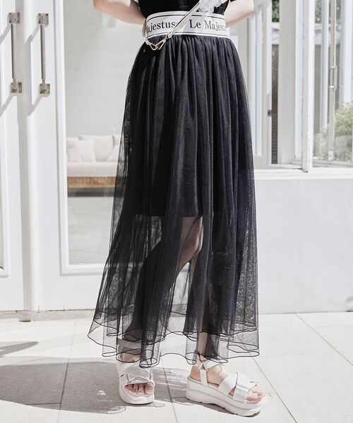 MAJESTIC LEGON(マジェスティックレゴン)の「ウエストロゴチュールスカート(スカート・レディース・ホワイト系その他/ブラック/オフホワイト・SMALL/MEDIUM)」の21枚目の写真