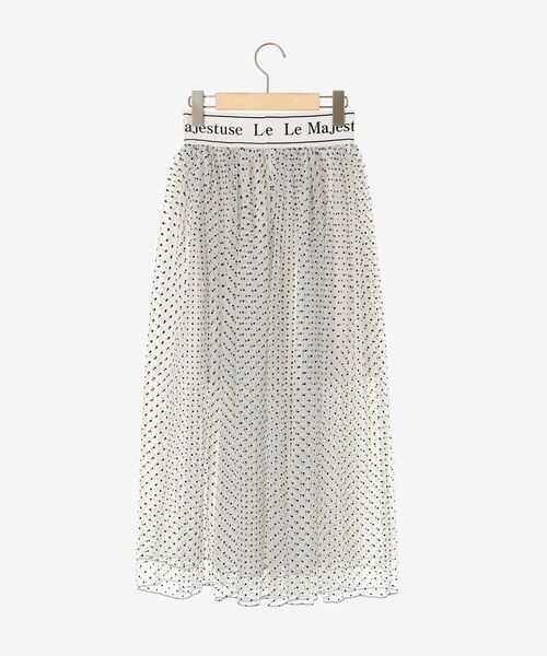 MAJESTIC LEGON(マジェスティックレゴン)の「ウエストロゴチュールスカート(スカート・レディース・ホワイト系その他/ブラック/オフホワイト・SMALL/MEDIUM)」の4枚目の写真