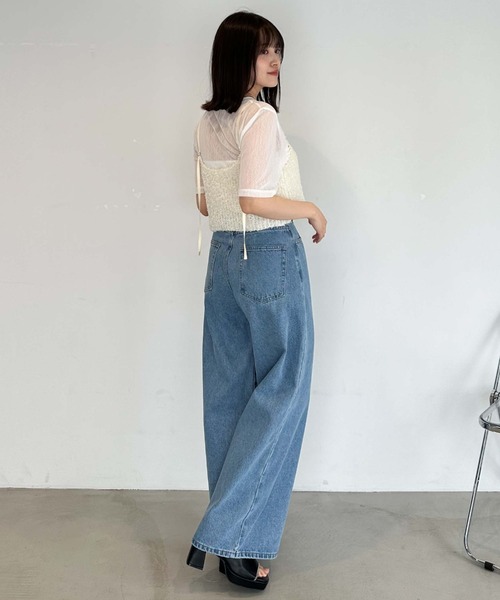 アンミヌ unminou フロントタックデニム　デニム　ストレート　ブルー 新品未使用】アンミヌ unminou フロントタックデニム - メルカリ