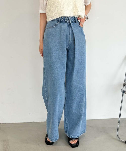 archives(アルシーヴ)の「フロントタックワイドデニム(デニムパンツ・レディース・グレー/サックスブルー・SMALL/MEDIUM)」の11枚目の写真