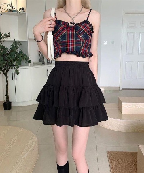 Sibra（シブラ）の「ダブルフリルフレアミニスカート（スカート・レディース・ホワイト/ブラック・M）」の20枚目の写真