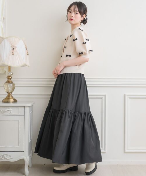 ems excite（エムズエキサイト）の「チビリボンパフ袖NTカーデ（カーディガン/ボレロ・レディース・ライトグレー/ブルー/ナチュラル/ピンク・FREE）」の9枚目の写真