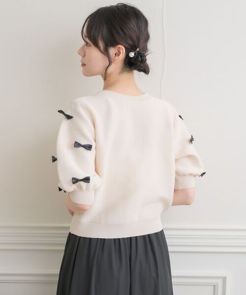 ems excite（エムズエキサイト）の「チビリボンパフ袖NTカーデ（カーディガン/ボレロ・レディース・ライトグレー/ブルー/ナチュラル/ピンク・FREE）」の14枚目の写真