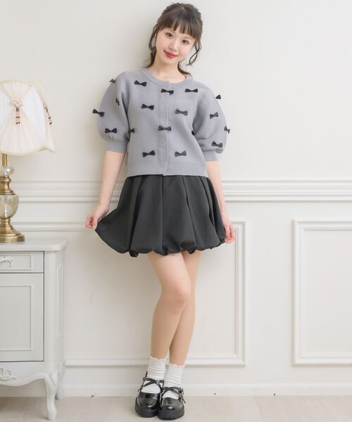 ems excite（エムズエキサイト）の「チビリボンパフ袖NTカーデ（カーディガン/ボレロ・レディース・ライトグレー/ブルー/ナチュラル/ピンク・FREE）」の15枚目の写真