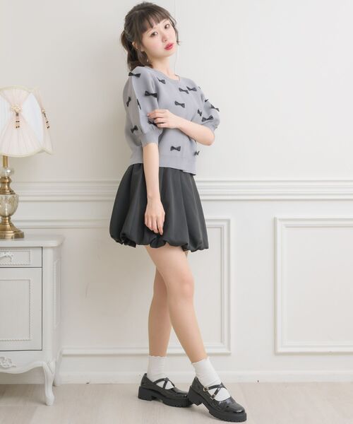 ems excite（エムズエキサイト）の「チビリボンパフ袖NTカーデ（カーディガン/ボレロ・レディース・ライトグレー/ブルー/ナチュラル/ピンク・FREE）」の16枚目の写真