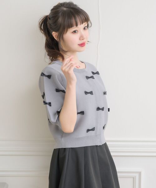 ems excite（エムズエキサイト）の「チビリボンパフ袖NTカーデ（カーディガン/ボレロ・レディース・ライトグレー/ブルー/ナチュラル/ピンク・FREE）」の20枚目の写真