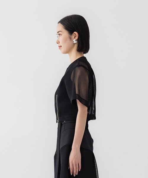 ユナイテッドトウキョウ:黒　パフスリーブ半袖デザインシャツ ウィメンズ/トップス/Tシャツ/カットソー(半袖)｜UNITED TOKYO