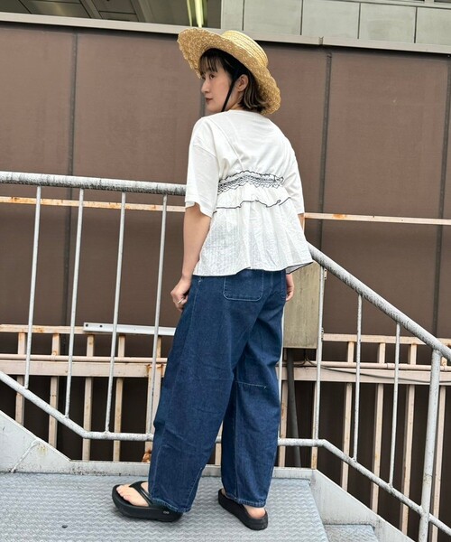 FREAK'S STORE（フリークスストア）の「サマー カーブイージーパンツ（デニムパンツ・レディース・ブルー/ブラック/サックスブルー・ﾌﾘ-）」の5枚目の写真