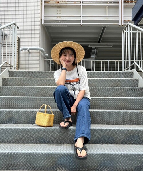 FREAK'S STORE（フリークスストア）の「サマー カーブイージーパンツ（デニムパンツ・レディース・ブルー/ブラック/サックスブルー・ﾌﾘ-）」の6枚目の写真