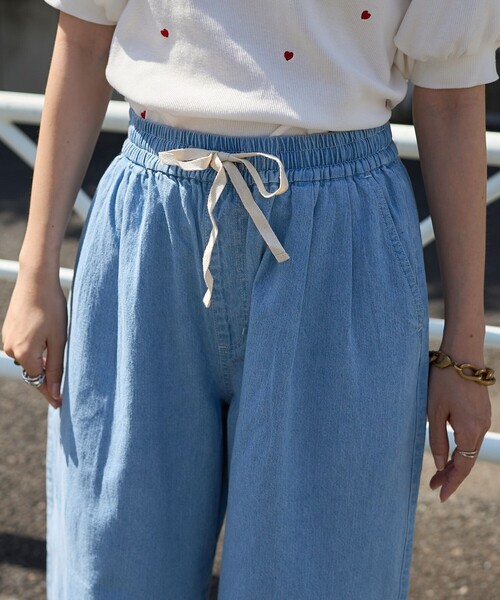 FREAK'S STORE（フリークスストア）の「サマー カーブイージーパンツ（デニムパンツ・レディース・ブルー/ブラック/サックスブルー・ﾌﾘ-）」の7枚目の写真