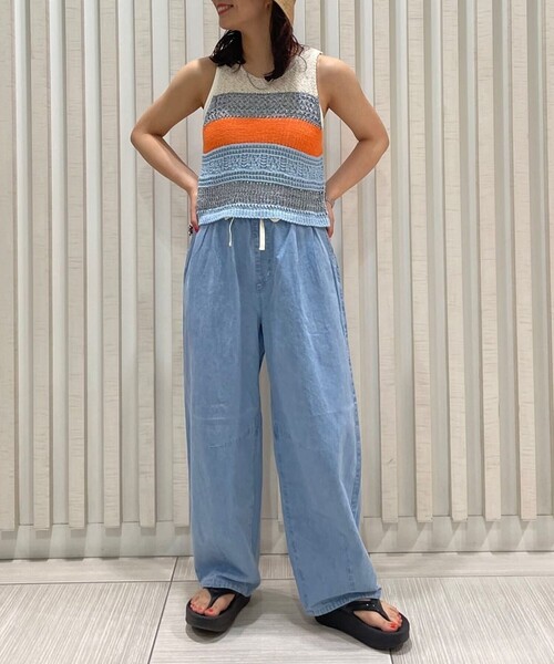 FREAK'S STORE（フリークスストア）の「サマー カーブイージーパンツ（デニムパンツ・レディース・ブルー/ブラック/サックスブルー・ﾌﾘ-）」の11枚目の写真