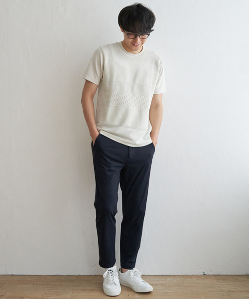 ikka(イッカ)の「ニットコンビポンチTシャツ(Tシャツ/カットソー・メンズ・グリーン/ベージュ/ネイビー/ブルー・L/XL/M/S)」の17枚目の写真