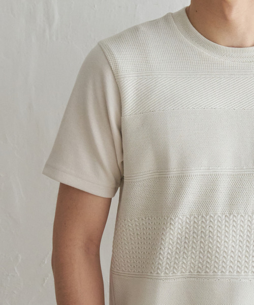 ikka(イッカ)の「ニットコンビポンチTシャツ(Tシャツ/カットソー・メンズ・グリーン/ベージュ/ネイビー/ブルー・L/XL/M/S)」の14枚目の写真
