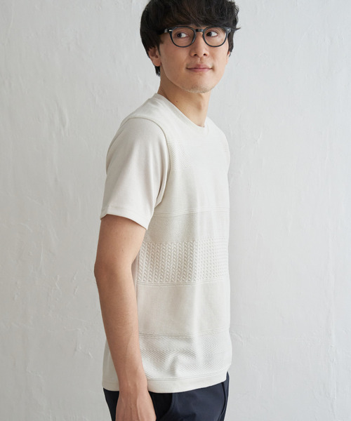 ikka(イッカ)の「ニットコンビポンチTシャツ(Tシャツ/カットソー・メンズ・グリーン/ベージュ/ネイビー/ブルー・L/XL/M/S)」の11枚目の写真