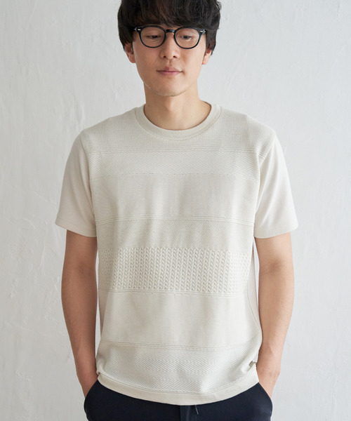 ikka(イッカ)の「ニットコンビポンチTシャツ(Tシャツ/カットソー・メンズ・グリーン/ベージュ/ネイビー/ブルー・L/XL/M/S)」の10枚目の写真