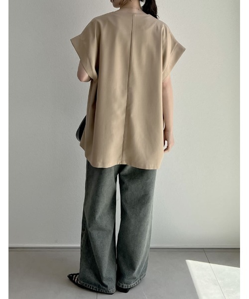 2024 SUMMER COLLECTION]リネンライクノーカラージレ（ダウンベスト