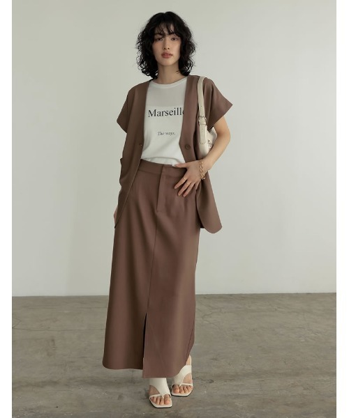 2024 SUMMER COLLECTION]リネンライクノーカラージレ（ダウンベスト