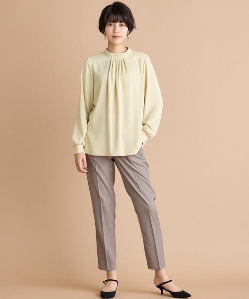 INED CLARO（イネドクラロ）の「【洗えるセットアップ】エシカルメランジ テーパードパンツ（スーツパンツ・レディース・モカ/ブラック・11号/9号/7号）」の4枚目の写真