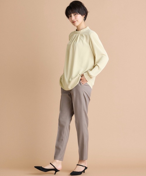 INED CLARO（イネドクラロ）の「【洗えるセットアップ】エシカルメランジ テーパードパンツ（スーツパンツ・レディース・モカ/ブラック・11号/9号/7号）」の5枚目の写真