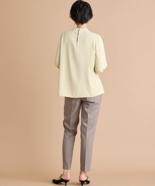 INED CLARO（イネドクラロ）の「【洗えるセットアップ】エシカルメランジ テーパードパンツ（スーツパンツ・レディース・モカ/ブラック・11号/9号/7号）」の6枚目の写真