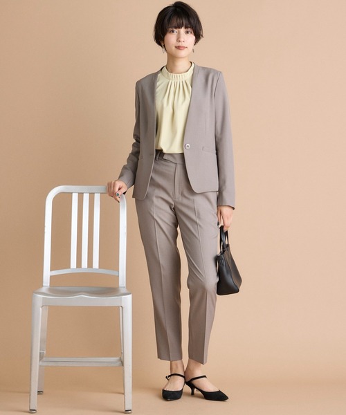 INED CLARO（イネドクラロ）の「【洗えるセットアップ】エシカルメランジ テーパードパンツ（スーツパンツ・レディース・モカ/ブラック・11号/9号/7号）」の9枚目の写真